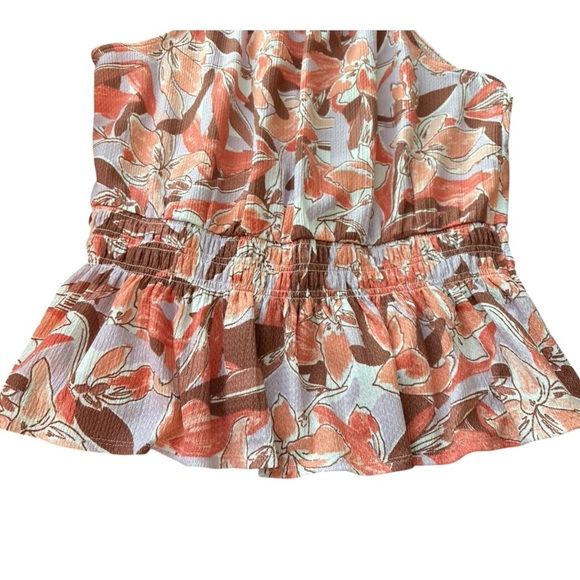 NINE WEST top, halter style, size XL, peach, cream and orange, spaghetti straps. - Picture 3 of 5